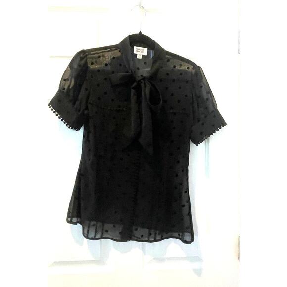 Unique Vintage Knit Lace Tie Button Up Knit Top Sz Medium 1950s - Picture 3 of 7